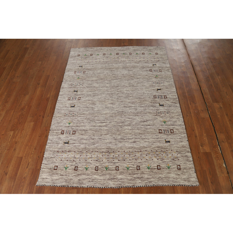 Tapis indien rayé fabriqué à la main Gabbeh 4 x 6
