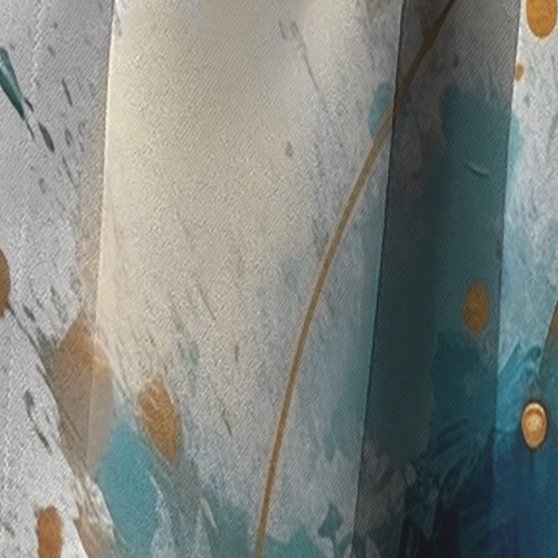 Teal Adn Gold Elegance I - Rideau abstrait minimaliste - Rideau occultant abstrait - 1 panneau, L 52 po x L 84 po