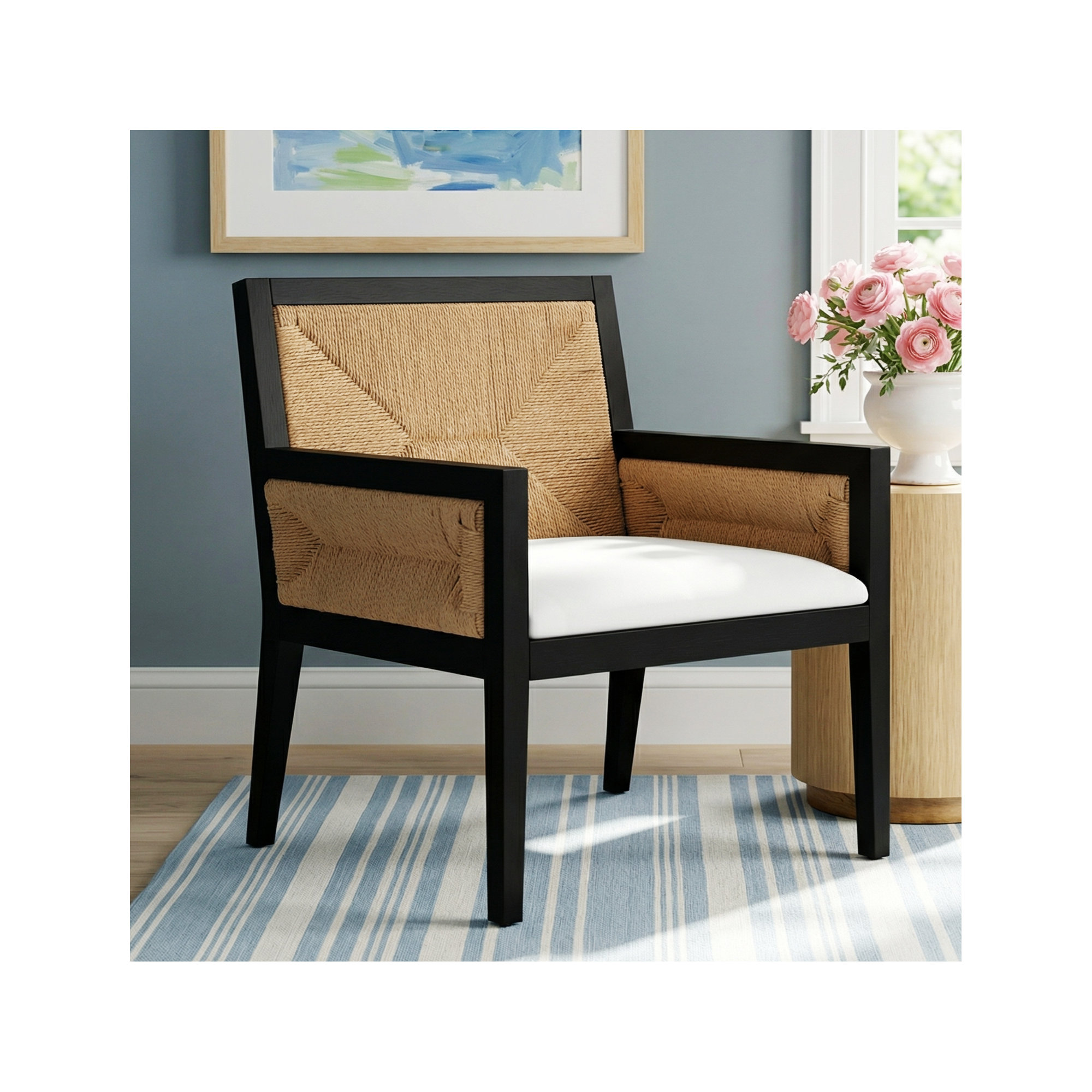 Hudgins Woven Accent Chair, Black