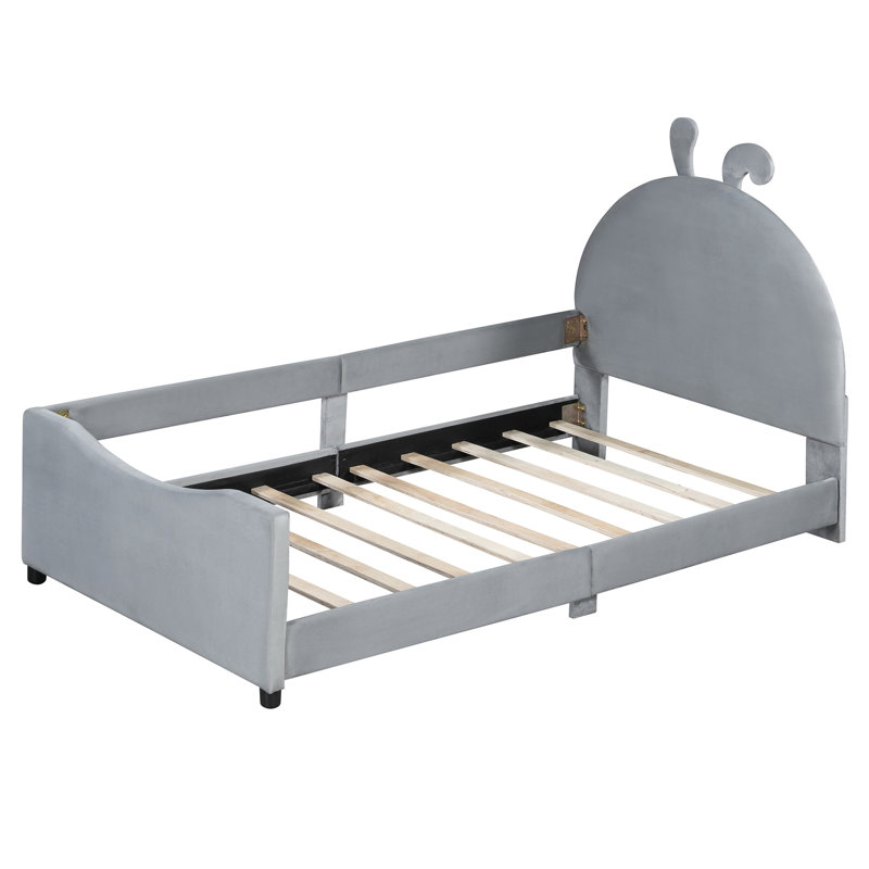 Lit plateforme tapissier Alafia, Gris