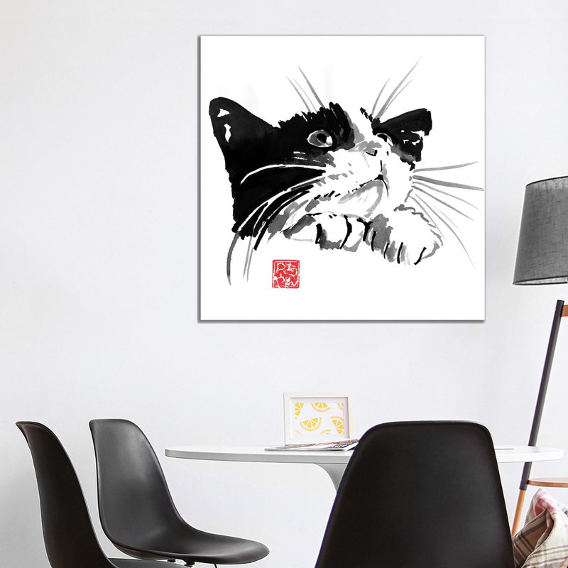 Begging Cat by Péchane - Print on Canvas, 45.72 cm H x 45.72 cm W x 3.175 cm D, Wrapped Canvas