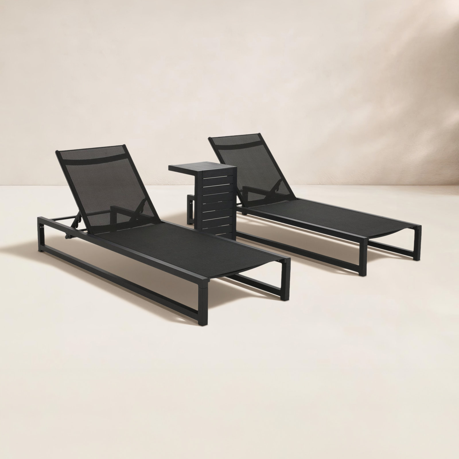 Anxo 26.5'' Outdoor Aluminum Chaise Lounge Set with Table