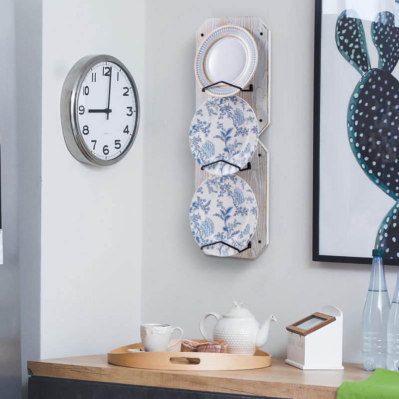 Whitewashed Wall Decorative 3 Slot Plate Display