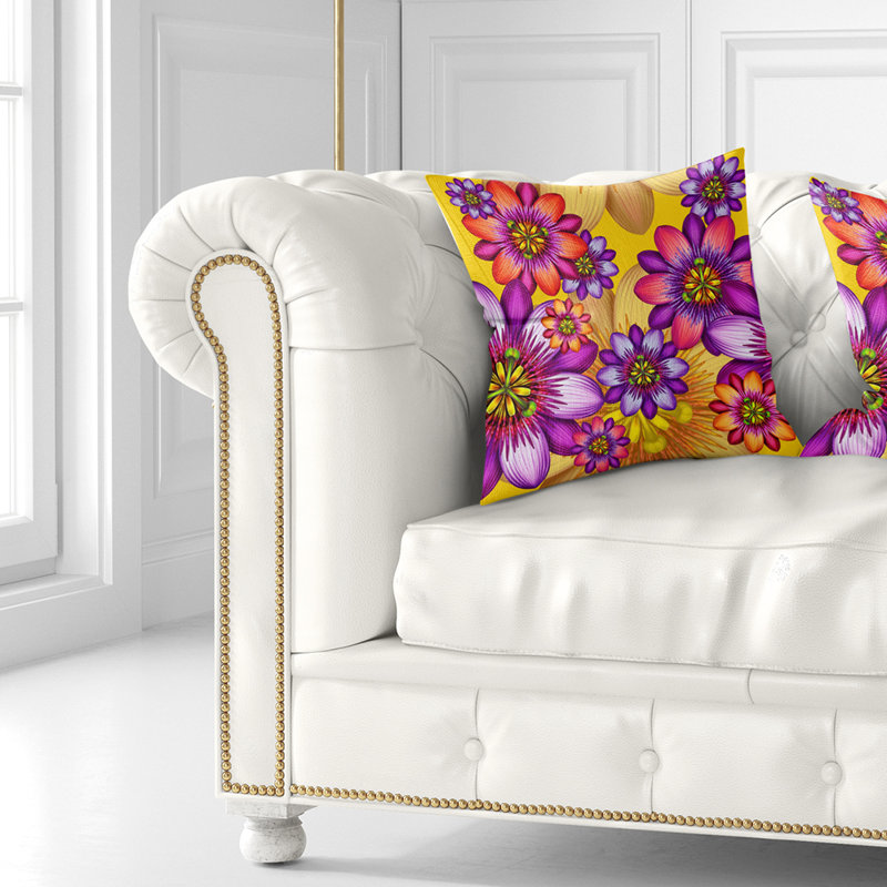 Motif de fleurs de la passion - coussin à imprimé floral, 16 po x 1 po, Coussin décoratif