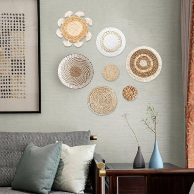 Ensemble de 7 paniers décoratifs Boho - Seagrass Rattan Wicker Wall Decor