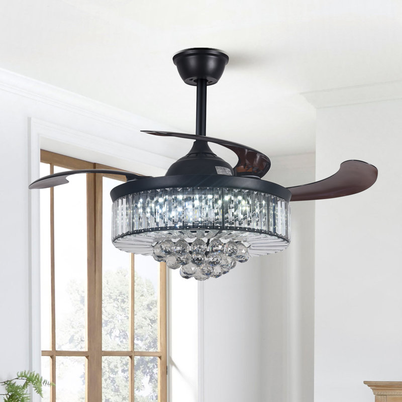 Javawn 42" Crystal Ceiling Fan with Remote Control and Light Kit Included