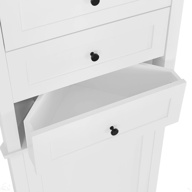 Anegada Freestanding Bathroom Cabinet,Tall Storage Cabinet with 3 Drawers and Adjustable Shelves, White