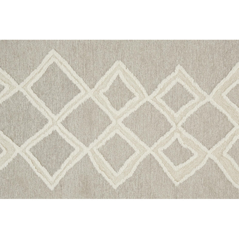 Tapis géométrique en laine / coton touffeté à la main Eulalie, Rectangle 9 pi x 12 pi