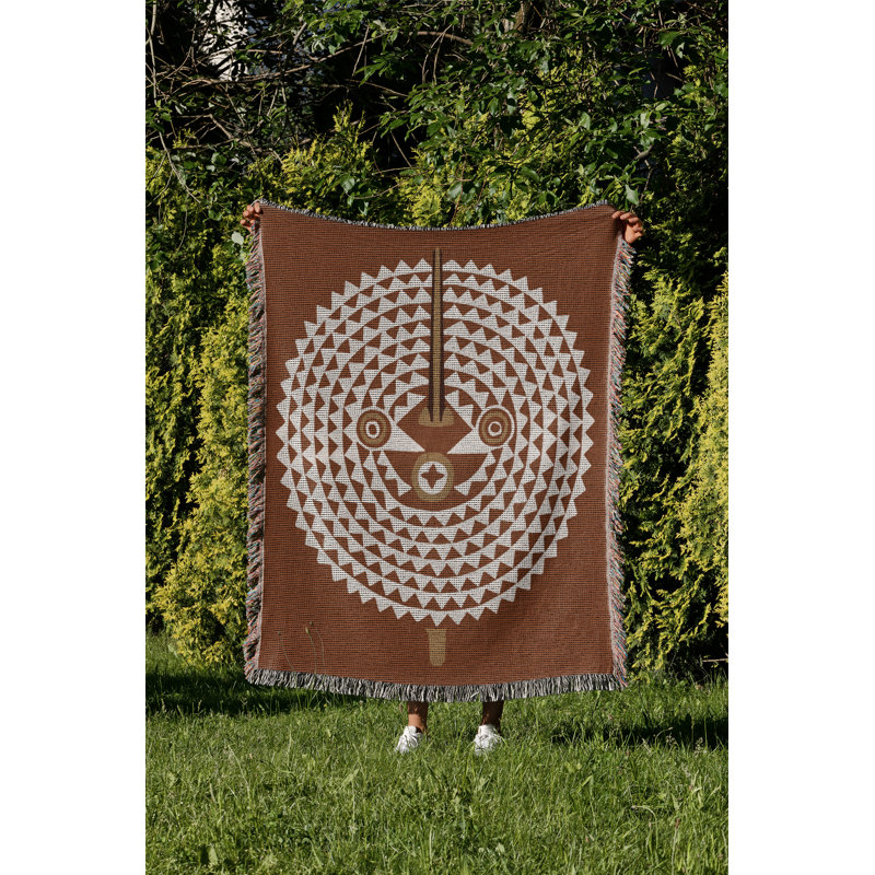 Couverture 100% coton Mossi, L 60 po x l 60 po, Brun rouille