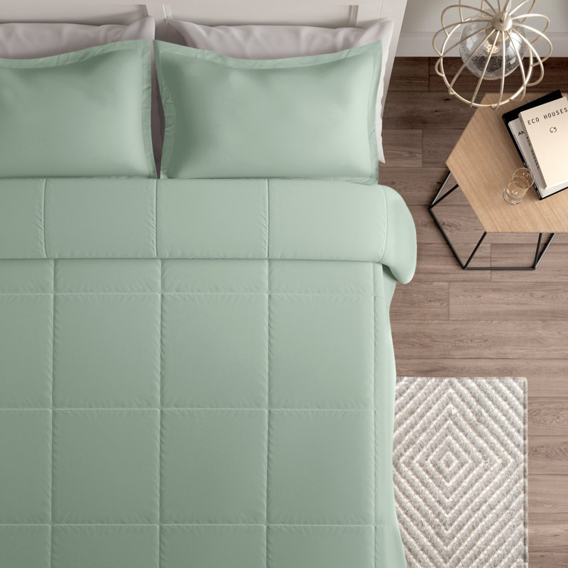 Ensemble d'édredon , Édredon pour lit simple + 1 taie décorative stan, Sauge