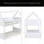 Lit superposé simple au-dessus d'une chambre simple avec tête de lit, pied de lit et garde-corps, échelle, lit superposé en bois d'hévéa avec garde-corps de sécurité-278142833
