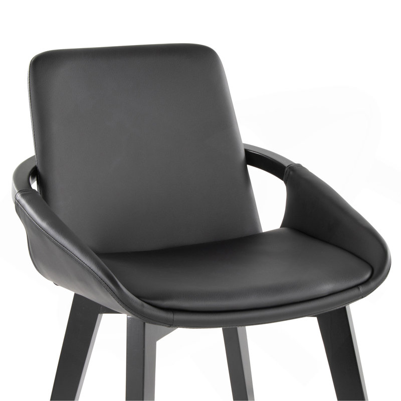 Chaise en bambou et similicuir, Noir