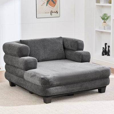 Oversized Grey Bed With Fully Compressed Structure, 41.3 - Inch Seat, And Unique For Apartment Living Design, Ultra Deep Distinctive Bedroom Relaxation