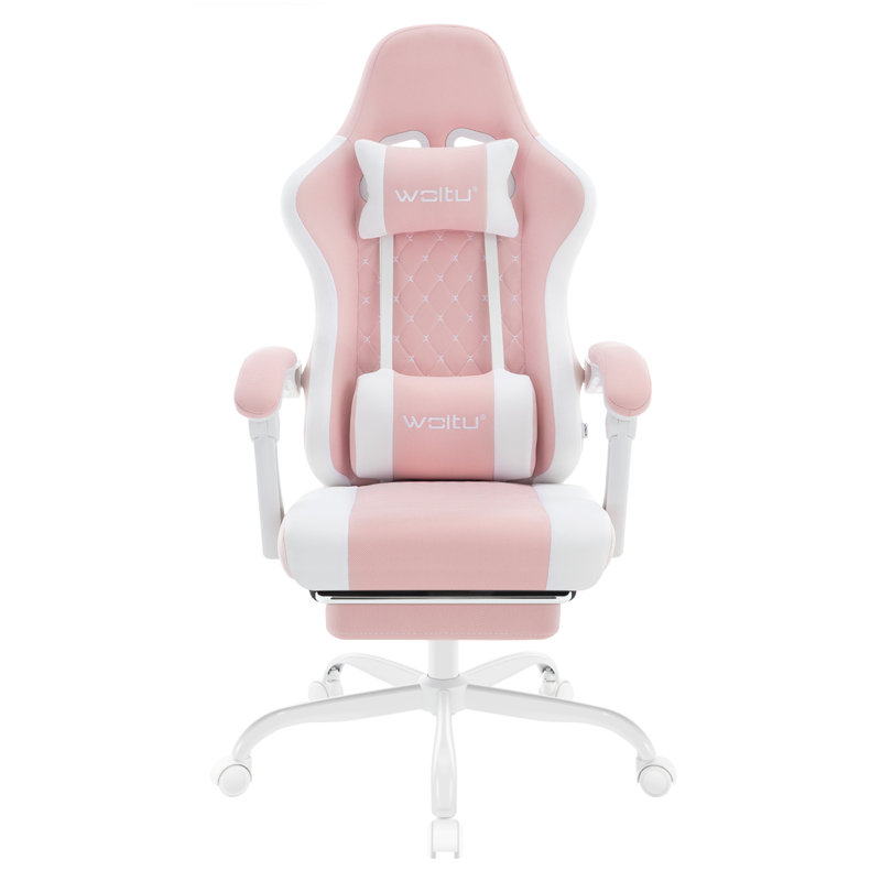 Gaming Chair With Pocket Spring Cushion, Massage Ergonomic Office Chair, Wide Padded Swivel Computer Chair With Massage Lumbar Pillow Footrest, 150kg Load, Mesh Fabric