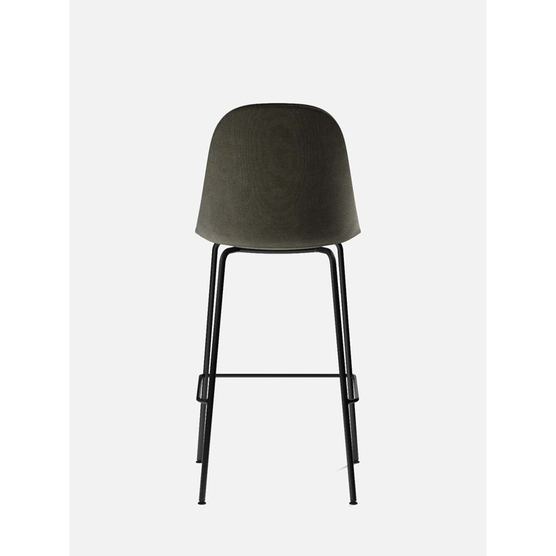 Harbour Upholstered Bar Stool with Metal Frame, Dakar 0842 Black Genuine Leather, Bar Stool (28.7" Seat Height)