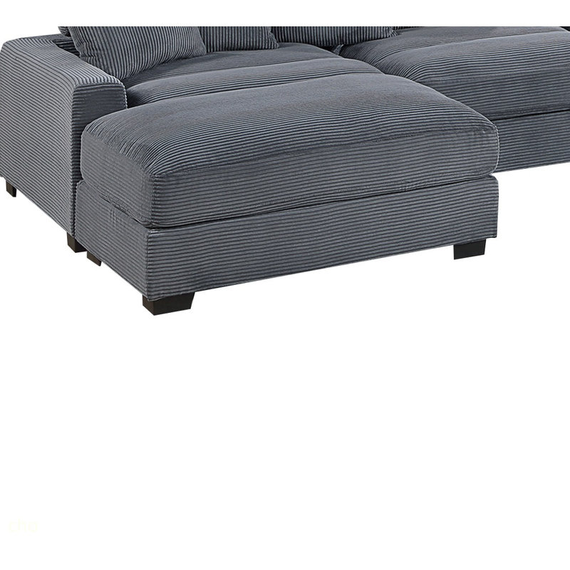 Repose-pieds en velours côtelé gris foncé avec repose-pieds 1 pièce Living Furniture, Gris foncé