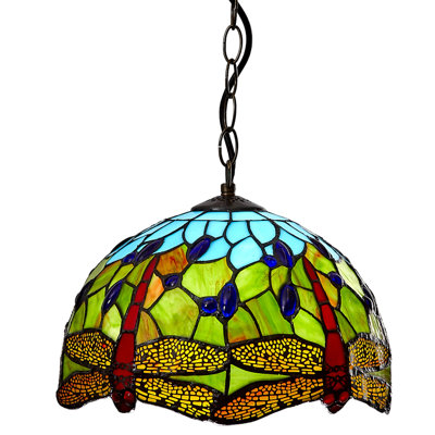 Stellan 1 - Light Stained Glass Dome Pendant