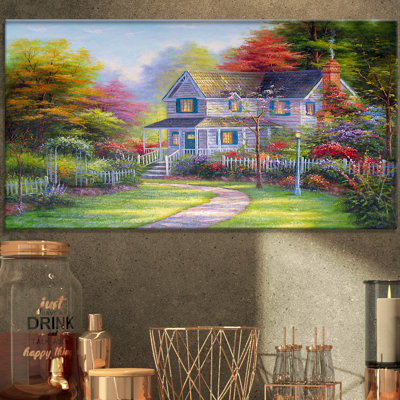 Garden Canvas Wall Art, Victorian Floral Landscape Print - Victorian Garden