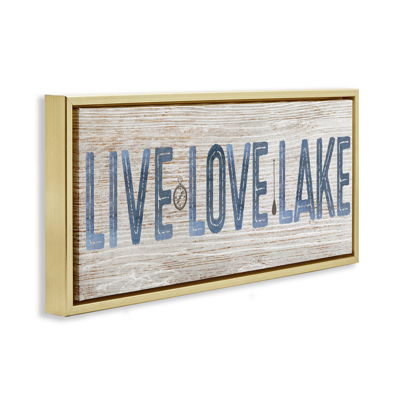Rustic Live Love Lake, H 11 po x l 25 po, Cadre flottant gris lustré