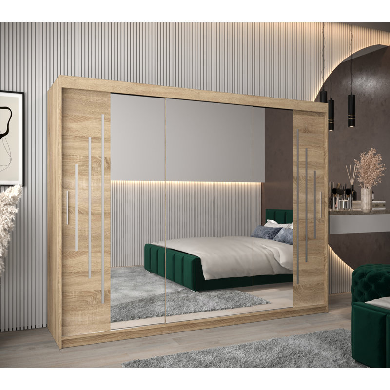 Heina 3 Door Manufactured Wood Wardrobe, Sonoma Oak