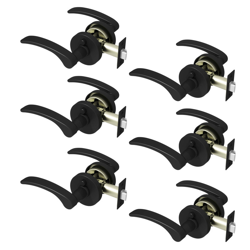 Brook Privacy Door Lever Modern Concealed Design For (Bed & Bath) – Sleek Minimalist Style in Matte Black, Matte Black