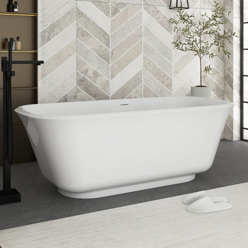 67" White Acrylic Freestanding Bathtub