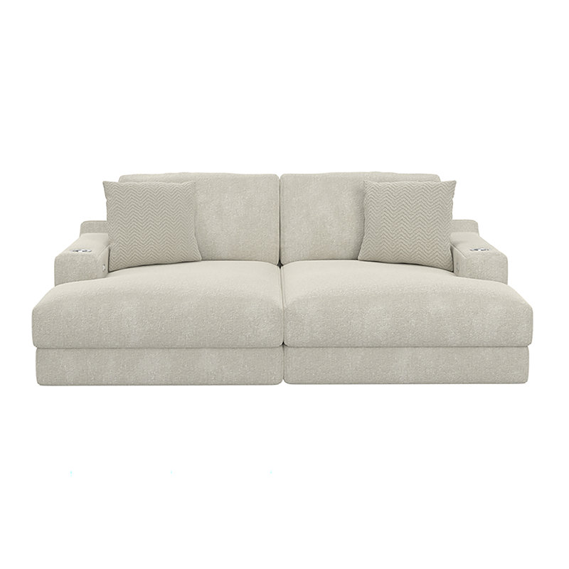  Choni Ultra-Deep Upholstered Cuddler Sectional, White Polyester Blend