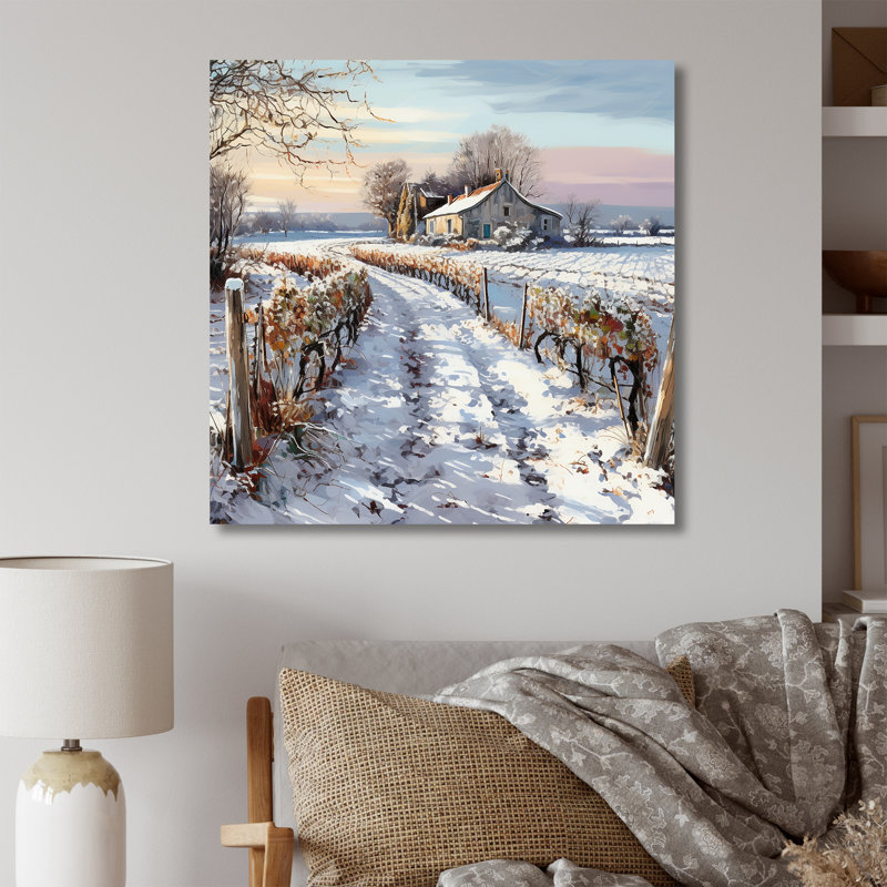 «Vineyard Winter Scenery» sur toile, H 24 po x l 24 po x P 1 po, Toile tendue
