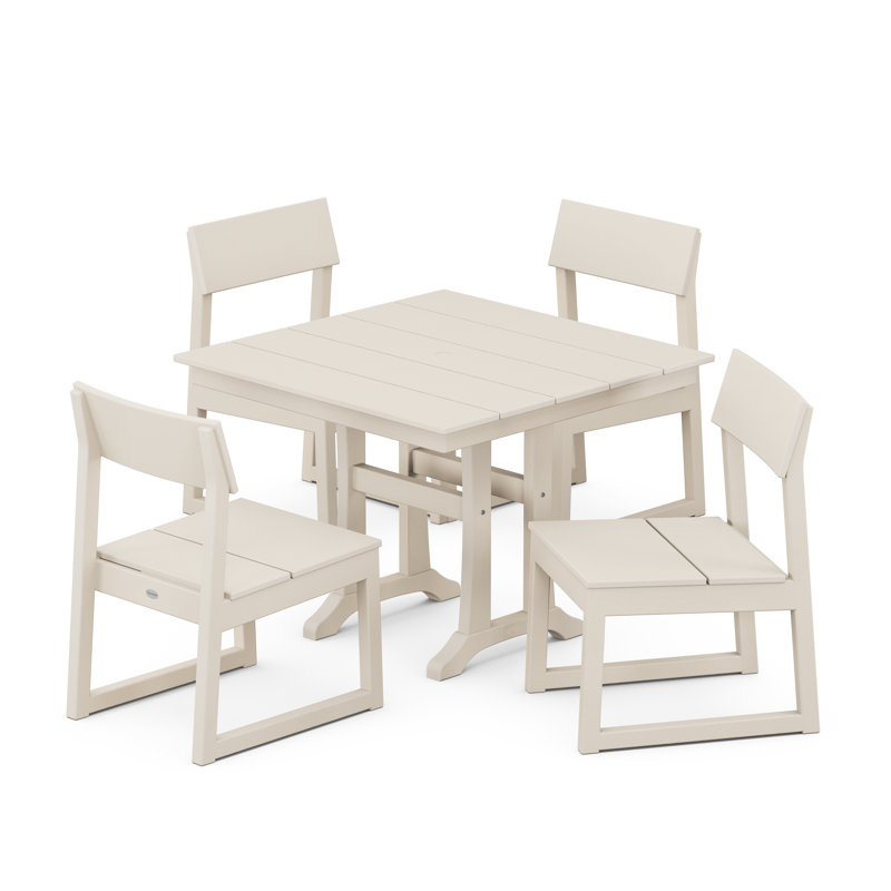 Edge Rectangular 4 - Person 37.63'' Long Dining Set, Sand