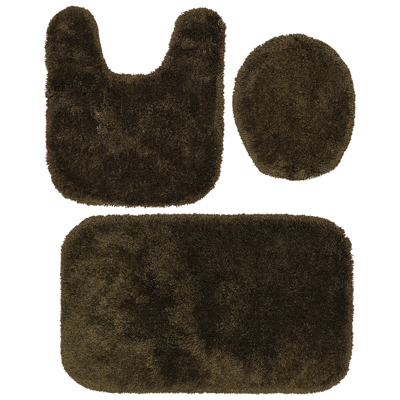 Mccluney 3 Piece Ultra Soft Bath Rug Set with Non-Slip Backing, Chocolate