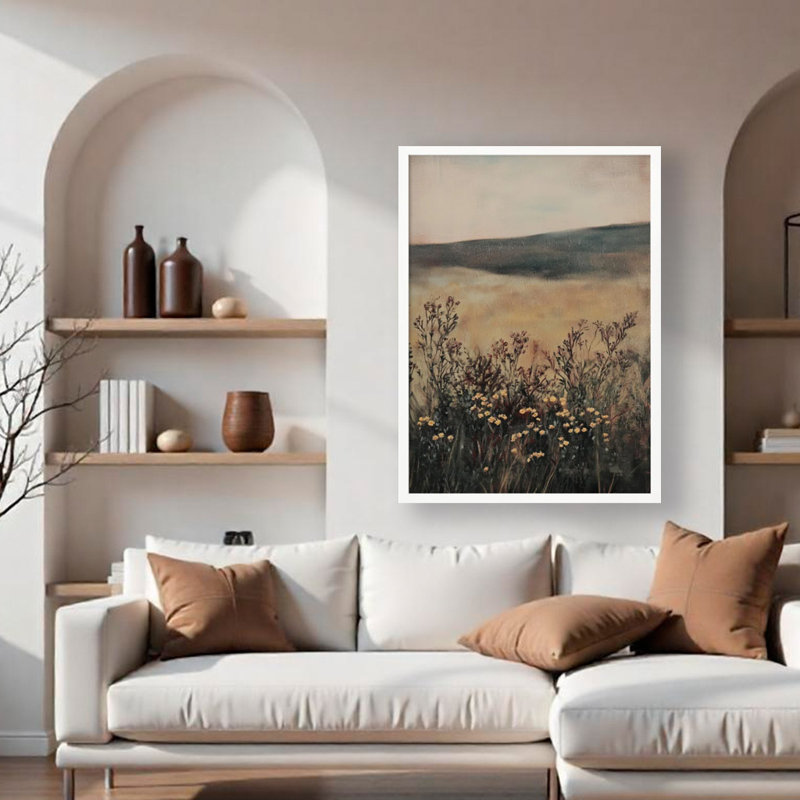 «Landscape Flower», art mural texturé encadré, Blanc, H 14 po x l 10 po