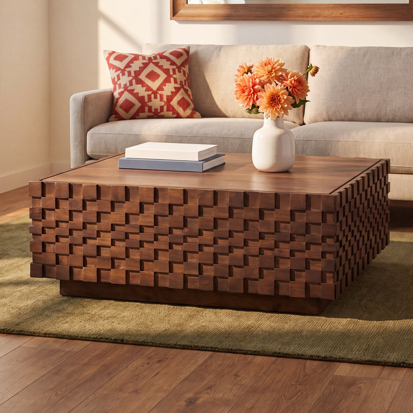 Givens 42" Acacia Storage Coffee Table