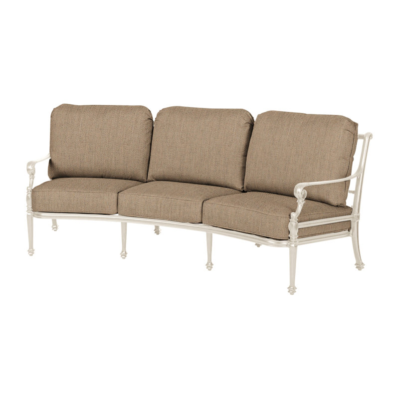Grand Terrace Curved Sofa with Sunbrella Cushions, Desert Bronze, Canvas Heather Beige Sunbrella® Canvas