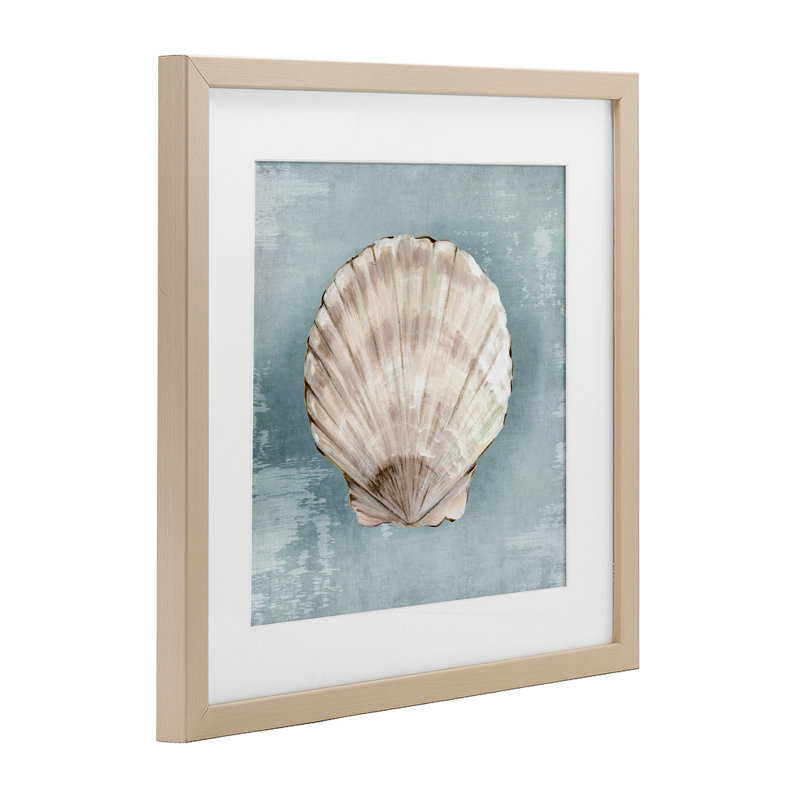 «Whispers Of The Shore», reproduction sous verre encadrée, design par Eli Jones, H 16 po x l 16 po, Cadre de récolte en pin