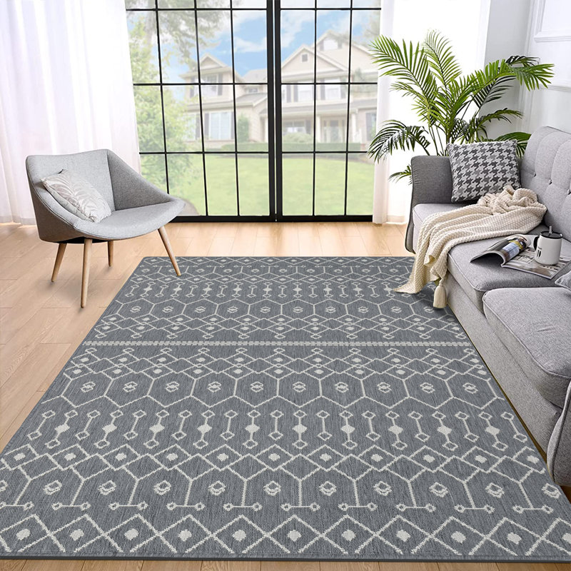 Brunn Geometric Machine Woven Polypropylene Area Rug, Rectangle 4' x 6'