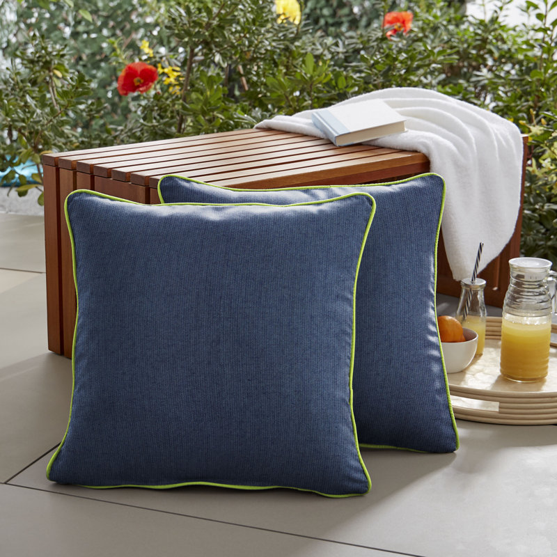Sunbrella® Outdoor Reversible Throw Pillow, 24" x 24", Blue/Green