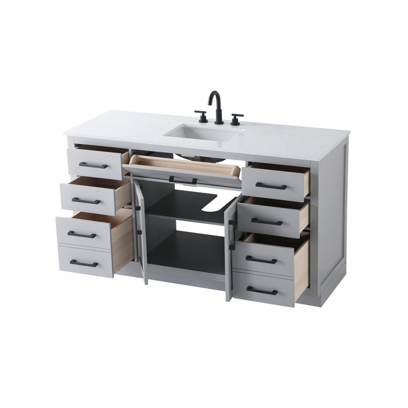 Meuble-lavabo simple 60 po Ahner, Gris