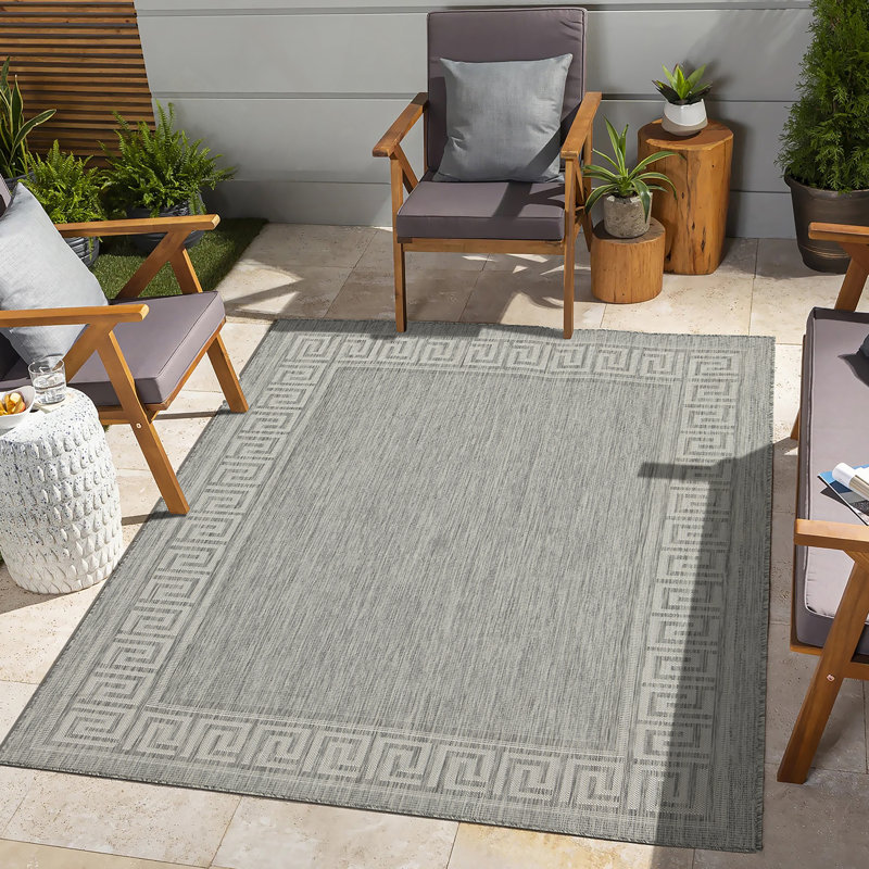 Tapis intérieur / extérieur argent Sunshine, Tapis de couloir 2 pi 7 po x 7 pi 3 po