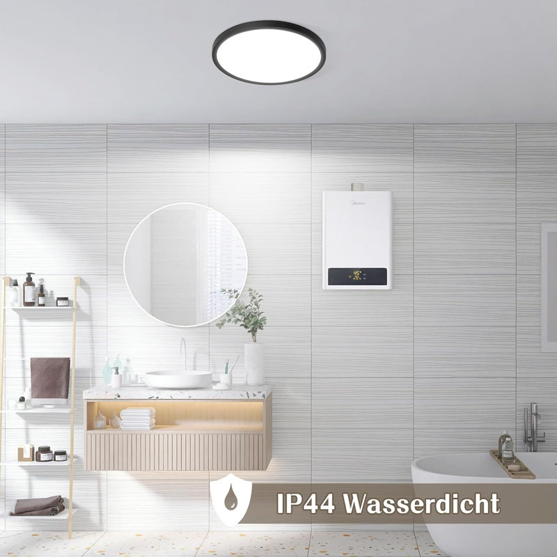 LED Semi Flush Mount, 6500 Kelvins, Black