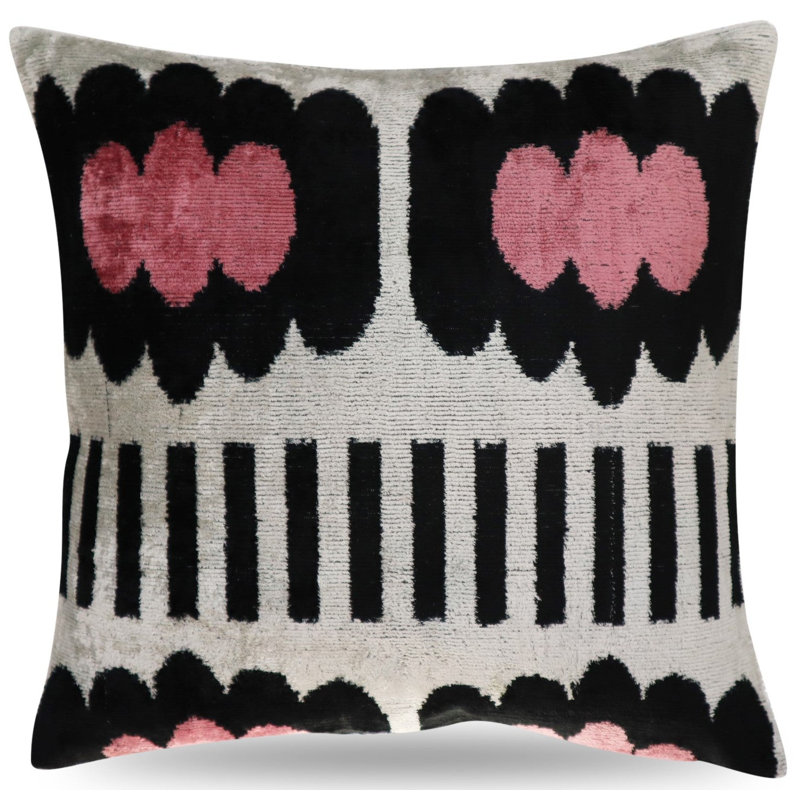  Housse de coussin et insert, Blanc / noir, 16 po x 16 po, Carré