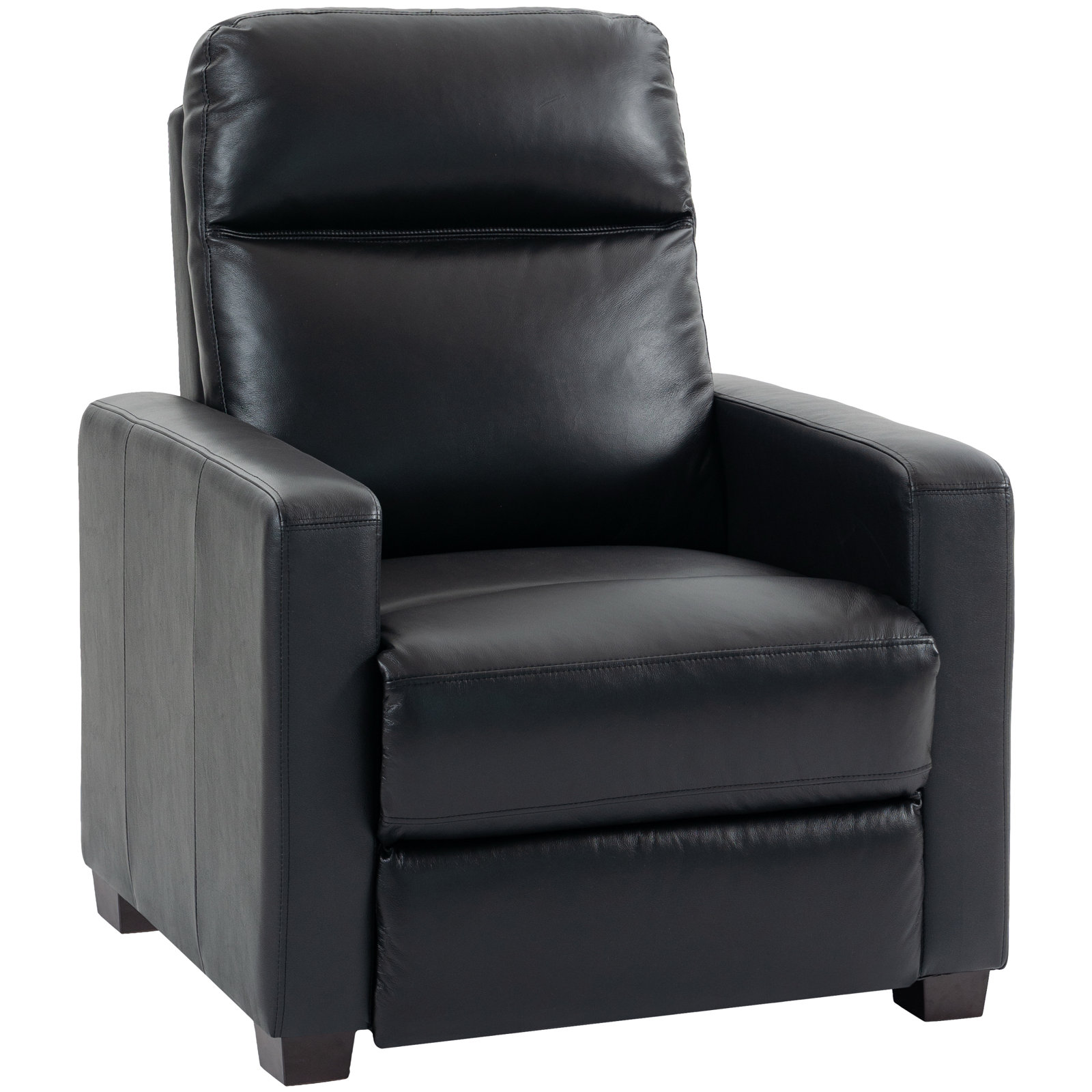 Modern Square Arm, Upholstered Base Power Recliner, Black