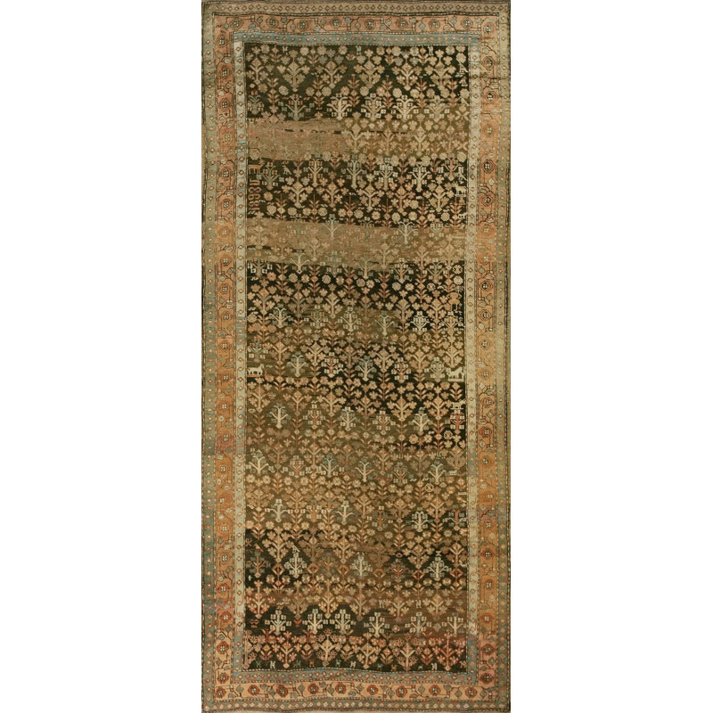 Brown Earthy Antique Caucasian Karabagh Tribal Geometric Animal Rug Dated 1893