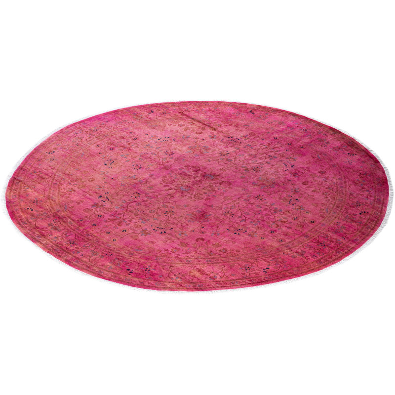 Tapis rose en laine noué à la main Cordle 8 pi 1 po x 8 pi 1 po Cordle