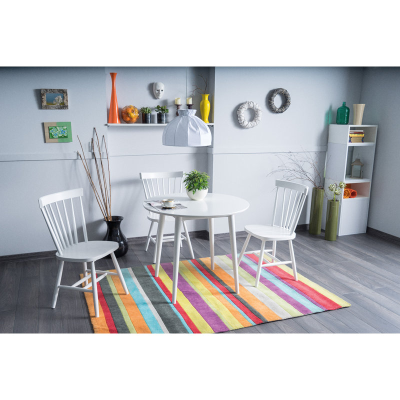 Round Dining Table, 75 x 90 x 90cm, White, White