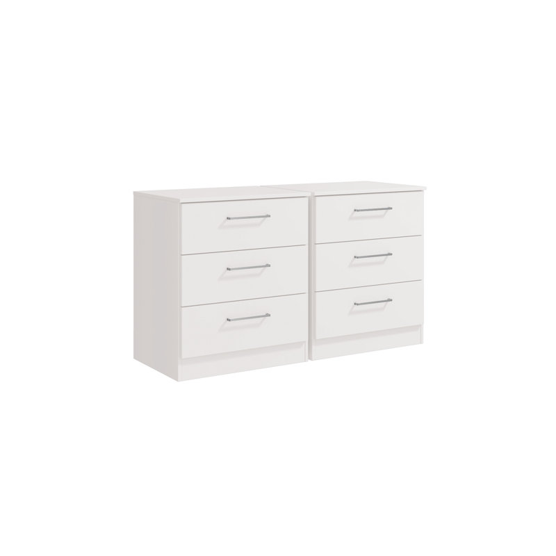 Conteh 25.6"W 3-Drawer Vertical Dresser Set of 2 – Modern Storage Solution, White