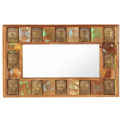 Decorative Mirror Wall Mirror with Buddha Cladding Solid Reclaimed Wood