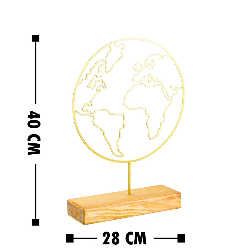Élégant objet décoratif, finition dorée, 11,0 x 15,7 x 1,6 pouces | 100% métal (épaisseur: 0,06 po) et base en bois massif (épaisseur: 1,6 po) | Conception unique avec des variations de bois naturel, parfaite pour la décoration intérieure et les accents élégants
