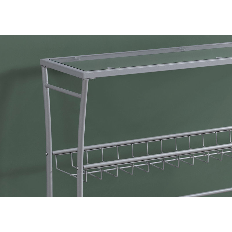 Table d'appoint, console, vestibule, étroit, salon, chambre à coucher, verre trempé transparent, métal, contemporain