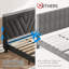 Lit tapissier capitonné en velours avec station de charge et tablette de rangement (gris clair, double)-1952260843-1952260841