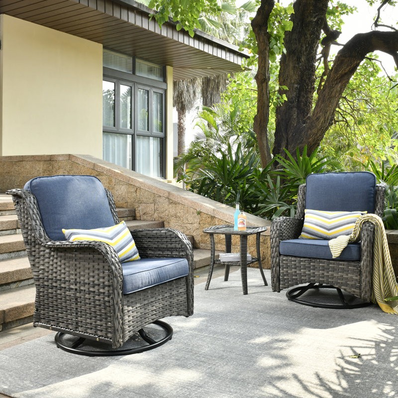 Ensemble de conversation d'extérieur pour 2 personnes avec coussins Licas, Bleu denim